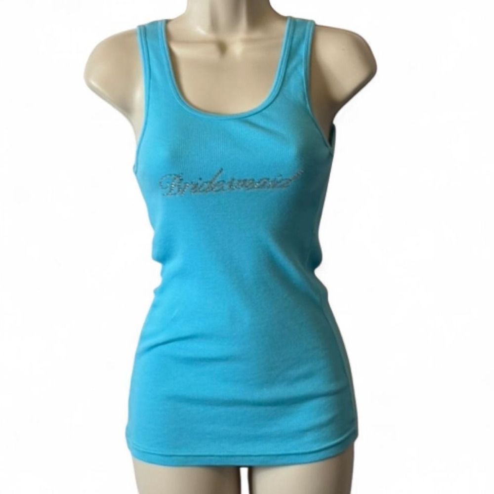 Vintage Y2K American Apparel Classic Girl Blue Rhinestone Tank Top, Women's L. - Picture 1 of 8
